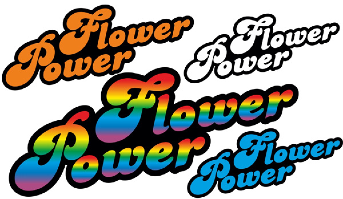 ad43 Weiß Love Flower Power Hippie Liebe Blumen Aufnäher Bügelbild 11 x 5,2 cm 